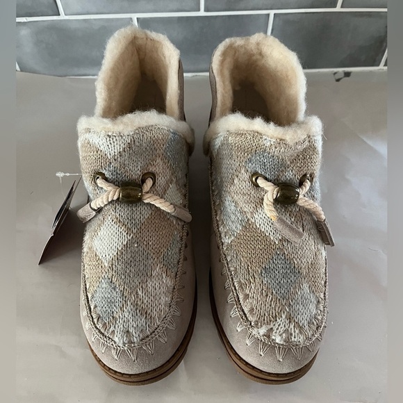 NWT Original Muk Luks Suede Wool Knit Indoor Outdoor Knit Sherpa Womens 9.5 - Picture 1 of 16